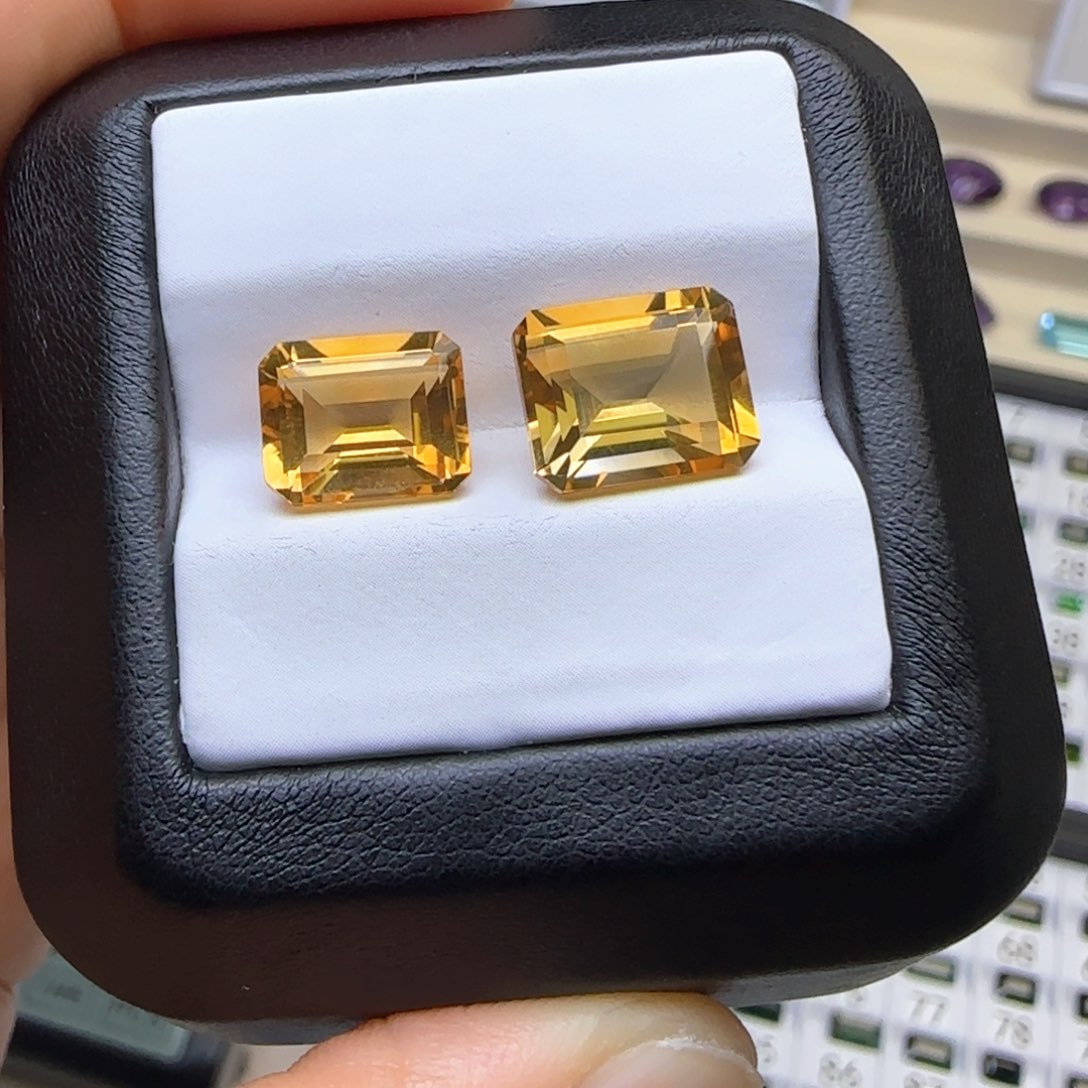 黄晶珠宝半成品未镶嵌鸿*天然 两颗