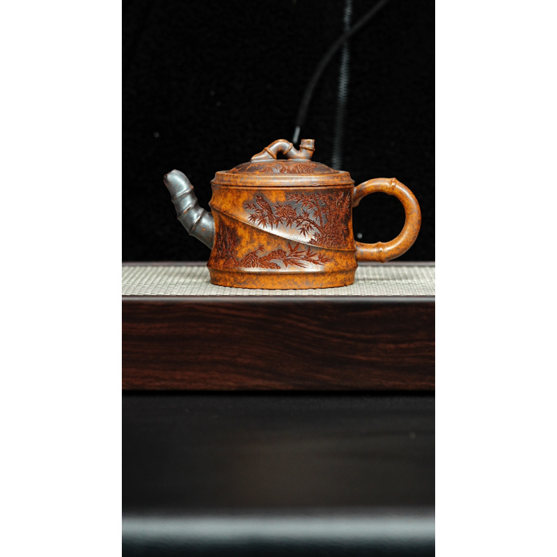 宜兴紫砂 竹段 龙骨金砂 陈忠平h596