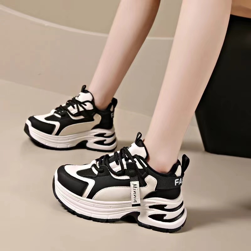 【小熊】2025新款百搭真皮时尚加绒鞋潮流休闲老爹鞋S201