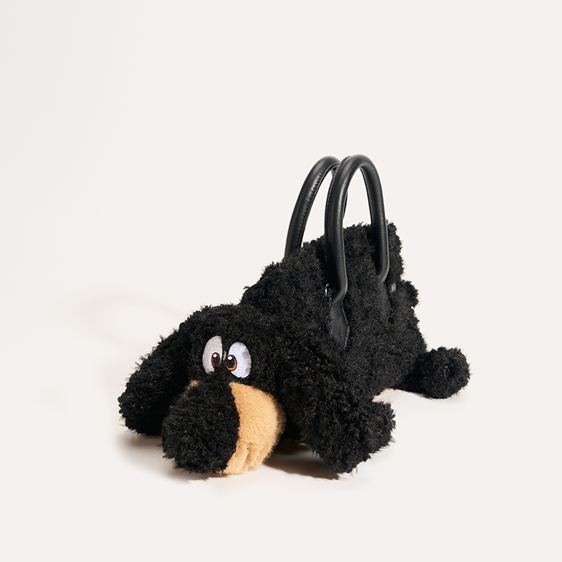 毛绒玩偶圆筒包公仔狗狗手斜挎包