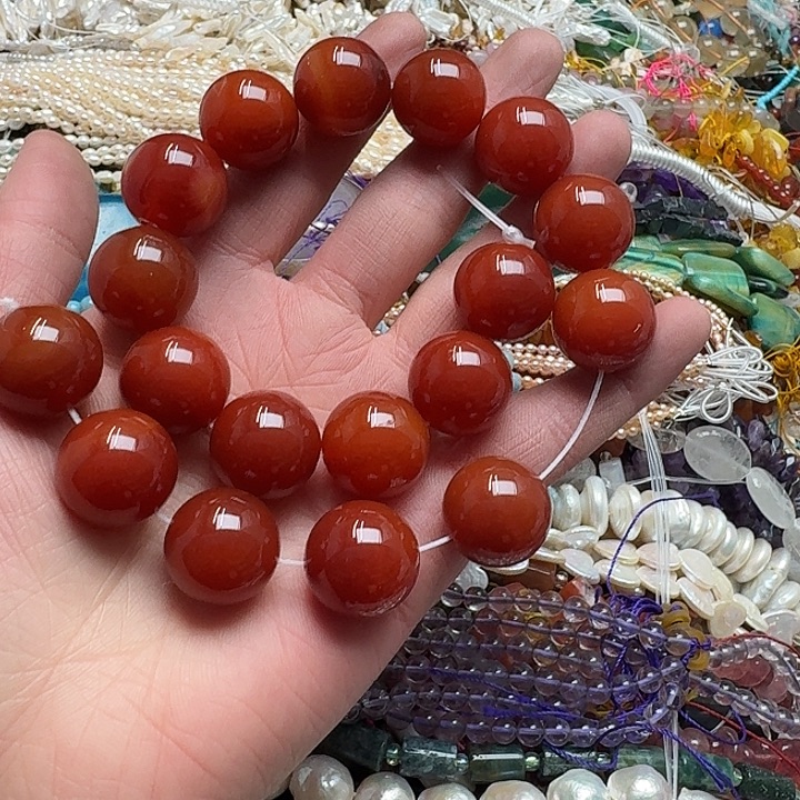 玛瑙/玉髓未镶嵌珠宝半成品2颗20m红玛瑙