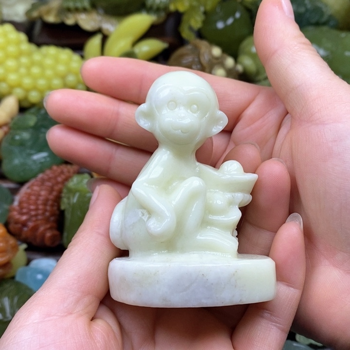 蛇纹石玉手把方解石未镶嵌