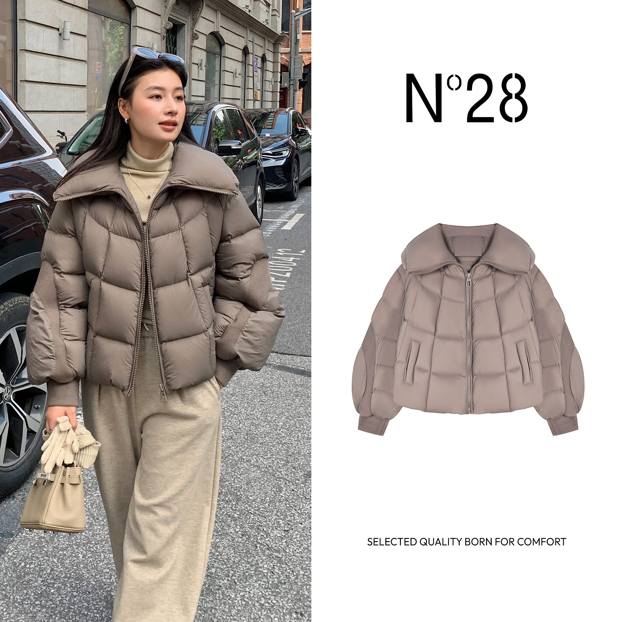 N°28秋冬保暖白鹅绒鹅绒羽绒服休闲中长款8A51Y076