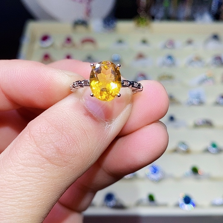 黄晶戒指银S925镶嵌11111