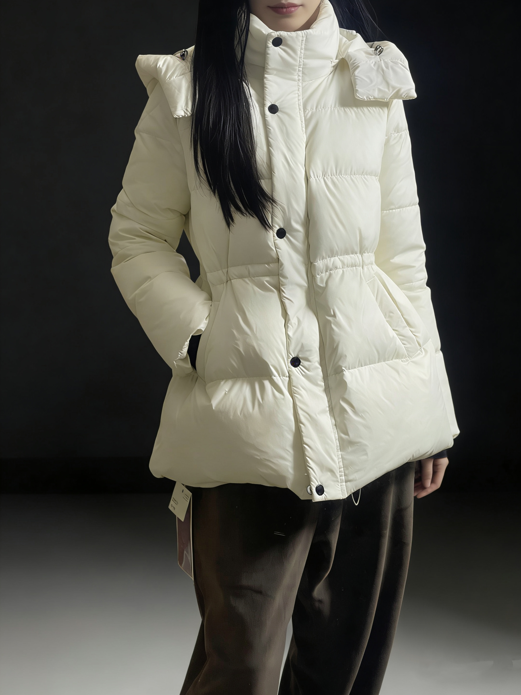 女中长款常规款半开领秋冬时尚连帽长袖保暖