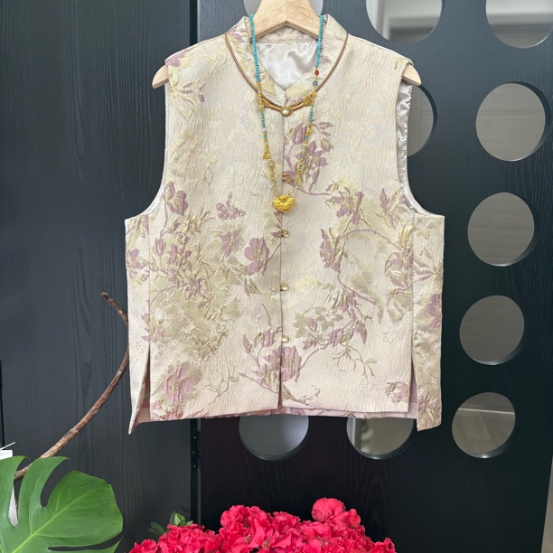 “小紫花” 马甲 定制款宋锦织花 新中式马夹