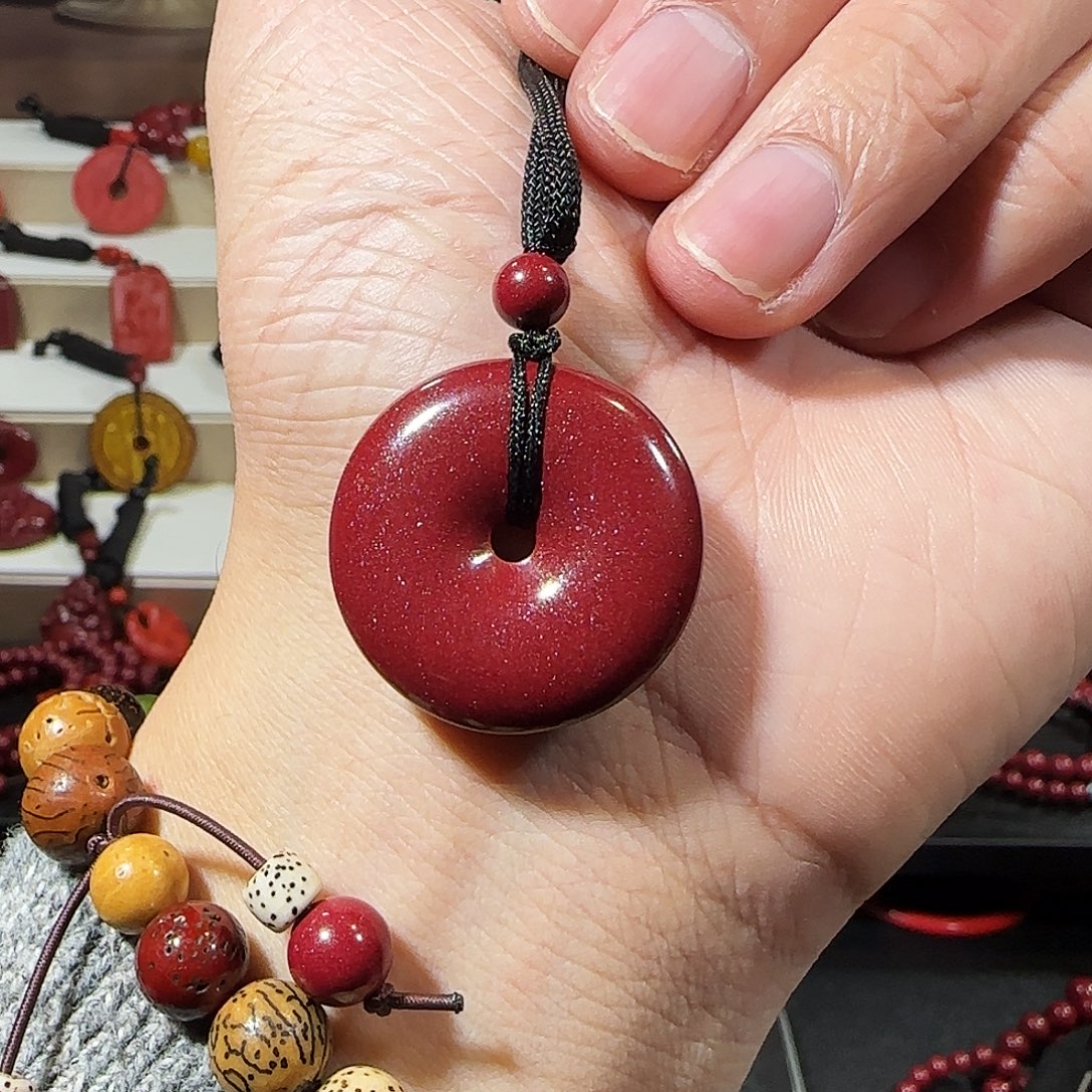 天然辰砂紫金砂平安扣