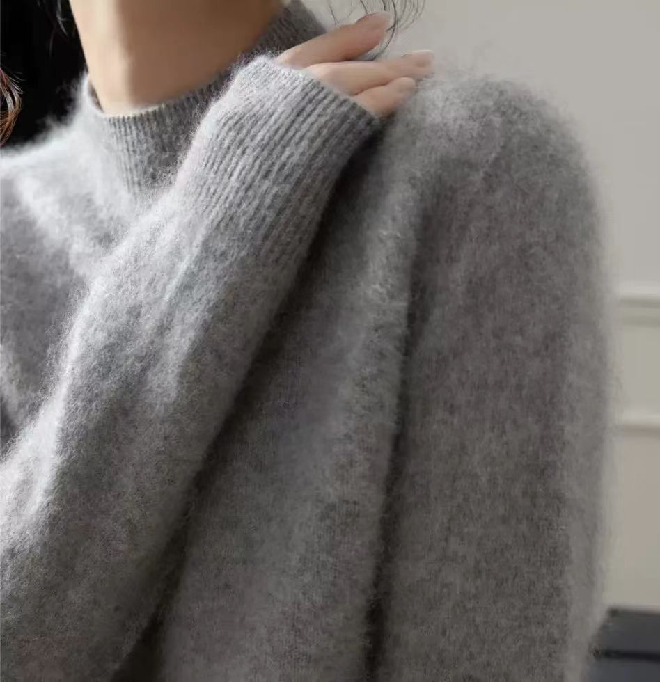 【一线成衣-灰】秋冬新款欧货时尚套头针织毛衣百搭简约气质上衣女