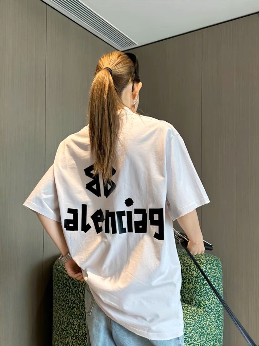 <首席高奢>巴黎T恤纯棉情侣夏季宽松潮流印花圆领街头纯棉圆领