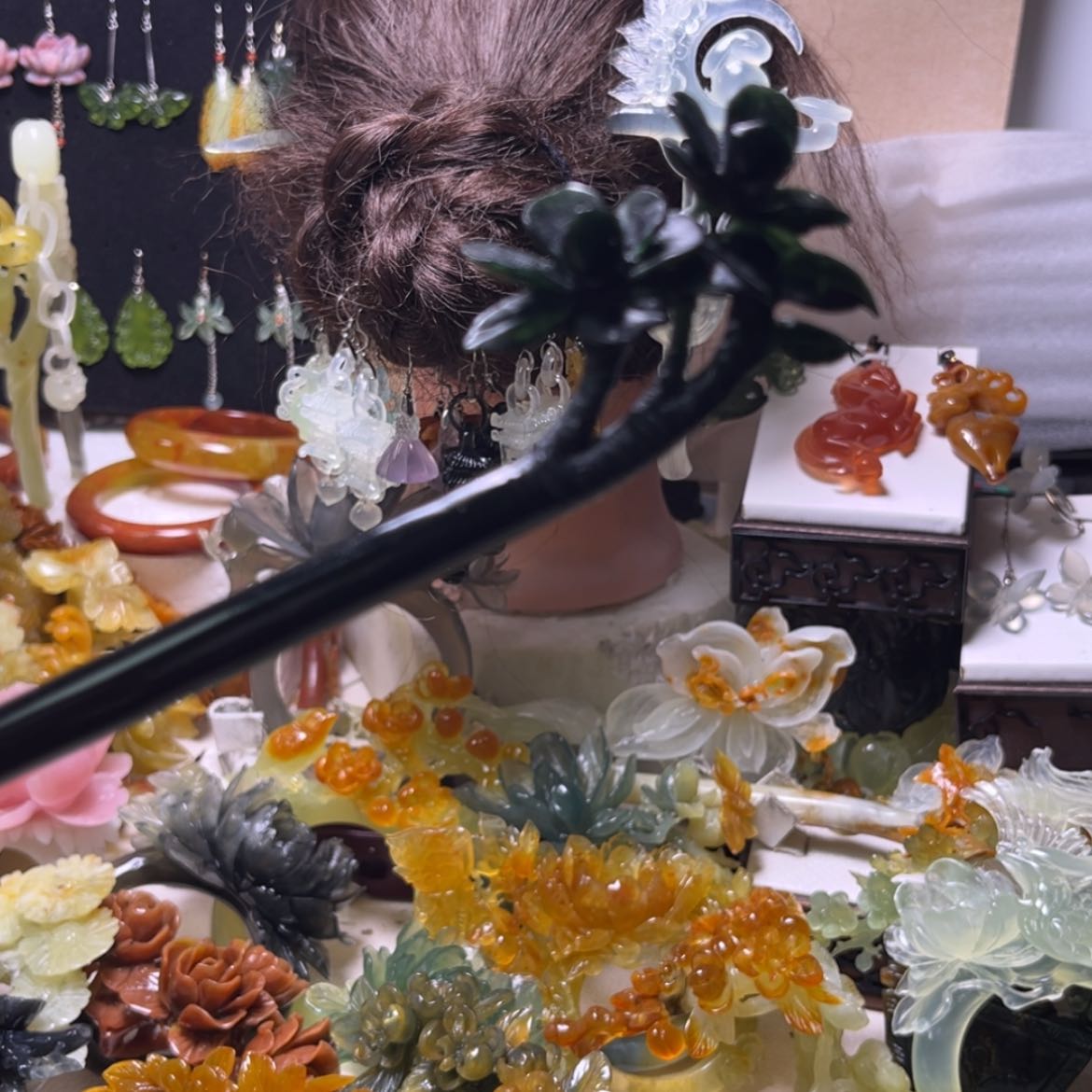 【闪购商品】未镶嵌蛇纹石玉发饰