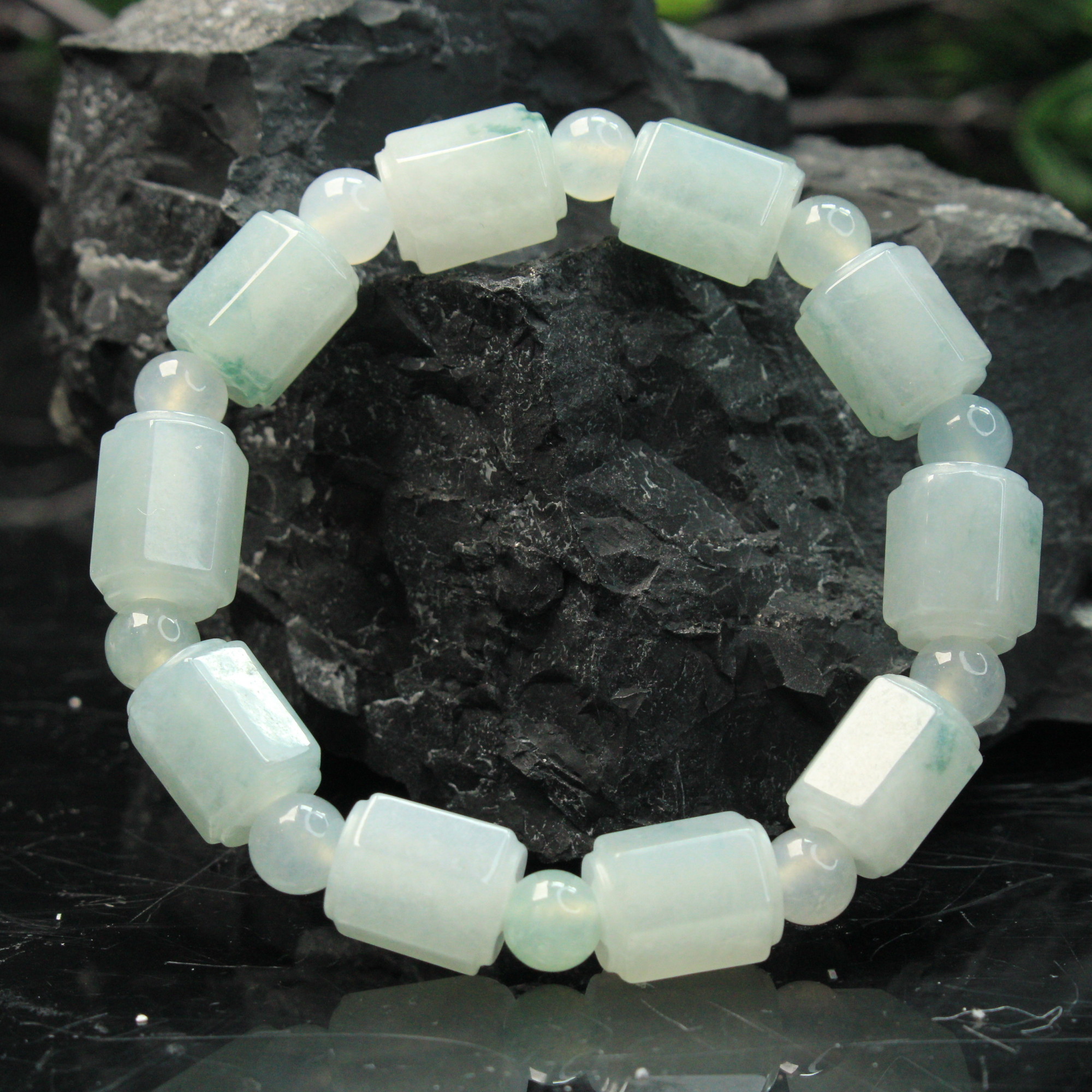 4ZB天然缅甸A货翡翠手串/500317嘉禾珍宝