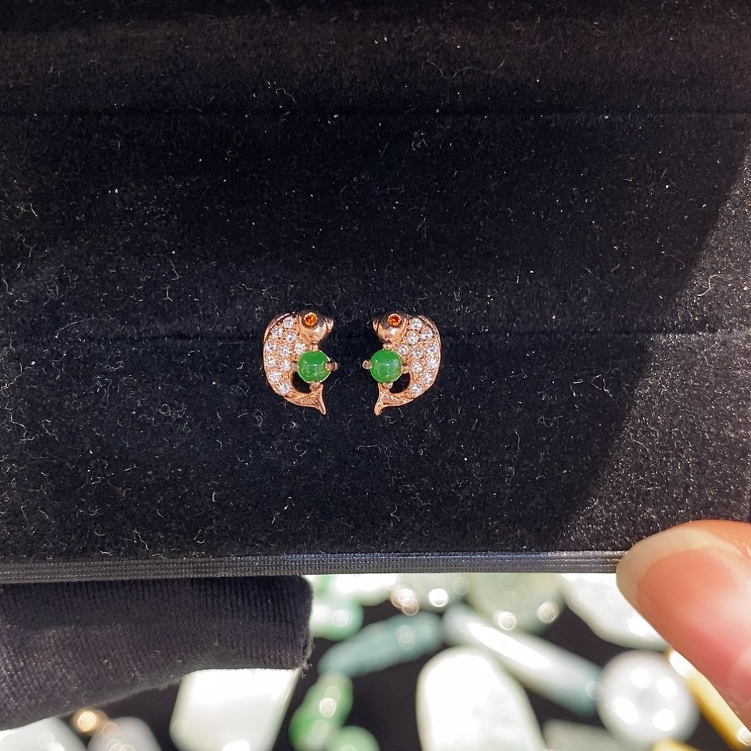 翡翠银S925镶嵌耳饰