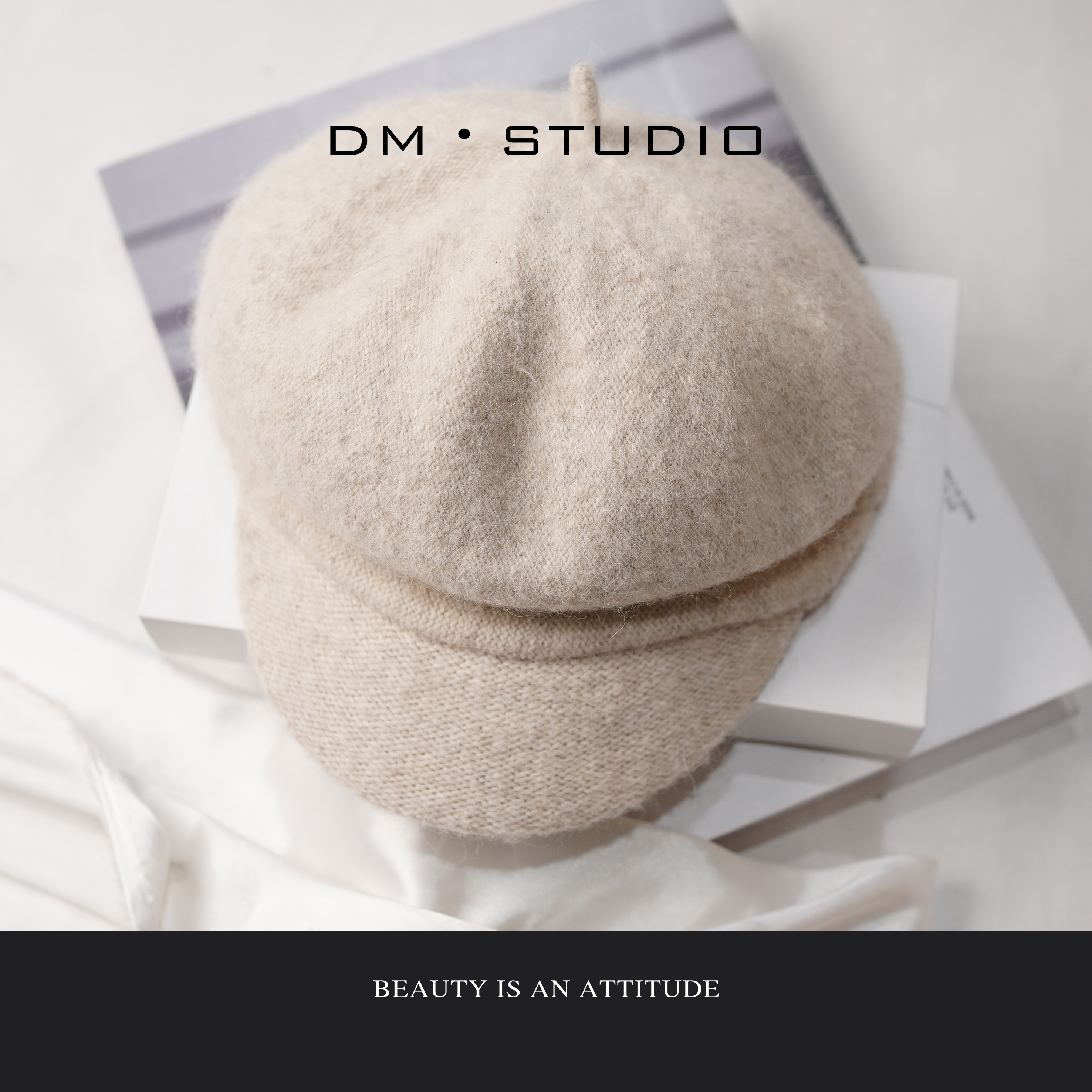 -DM•STUDIO/百搭纯色极简风高级感韩版画家帽贝雷帽（JM169）