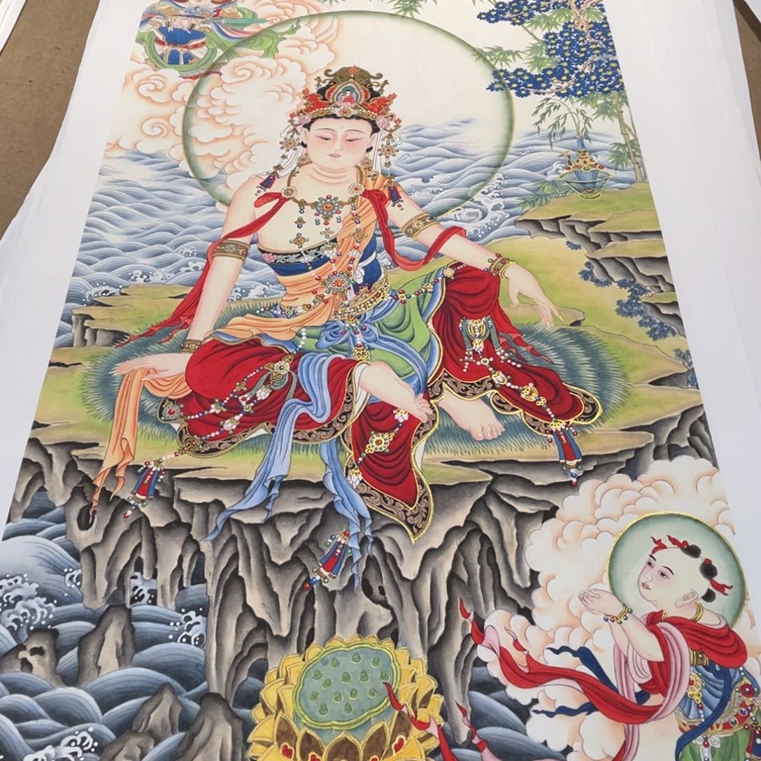 国画李老师四尺水月观音