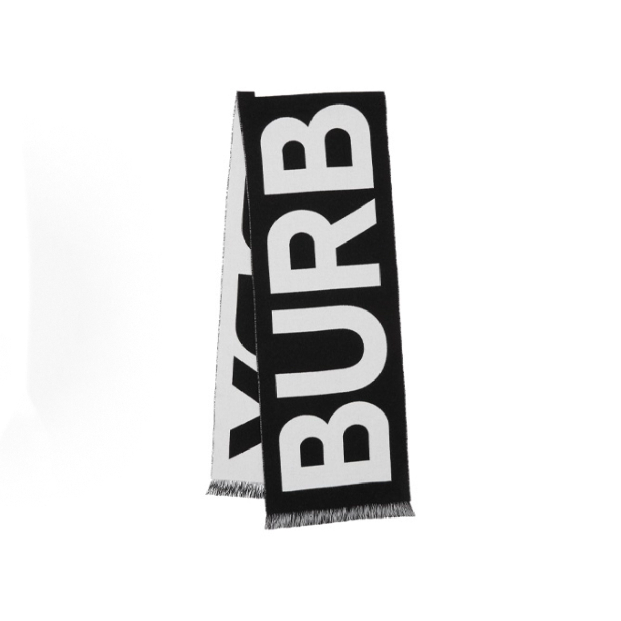 全新未使用Burberry/博柏利 黑白字母印花logo 双面围巾 男女同款
