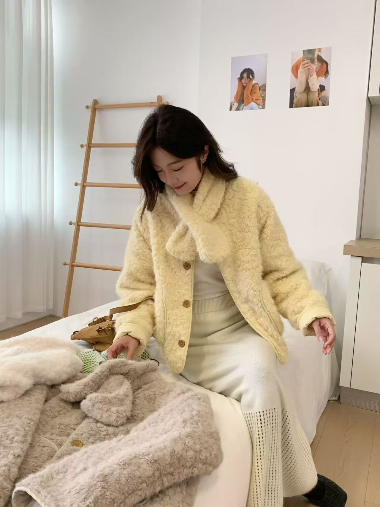 700-799减龄宽松羊羔毛上衣女秋冬新款加厚温柔风双面穿显瘦外套