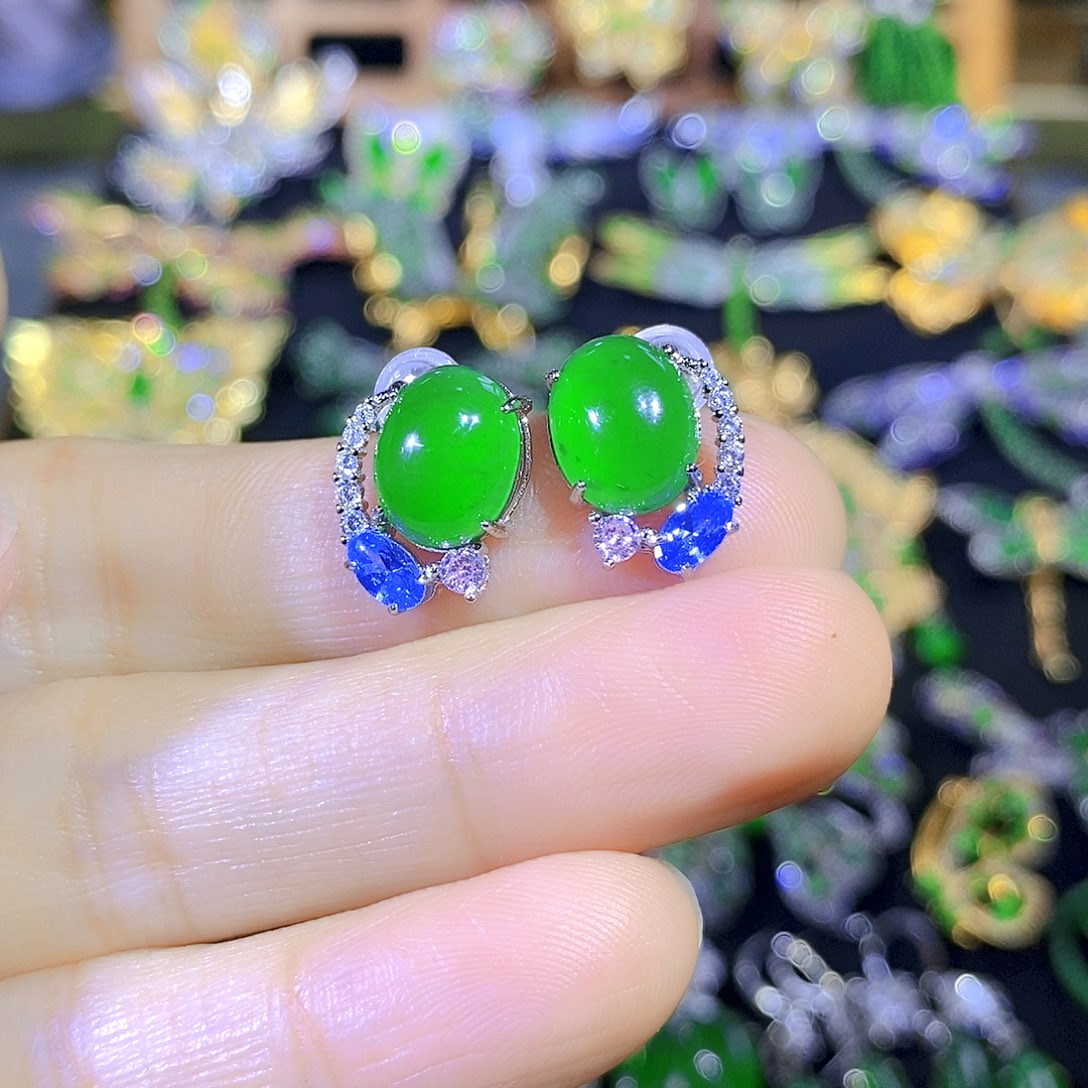 吊坠(不含链)银S925镶嵌翡翠