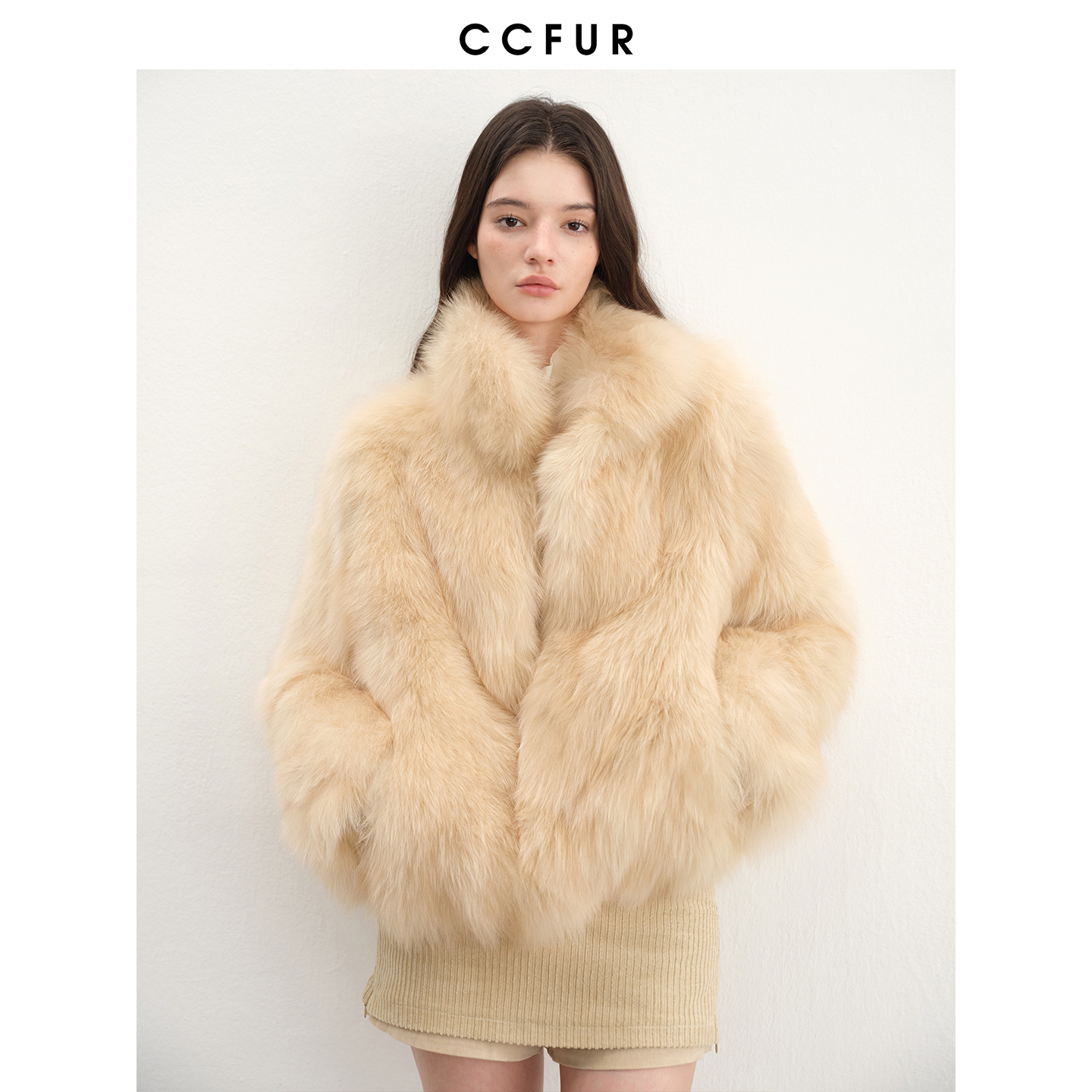 CC皮草 sagafurs狐狸毛腹毛可立可翻皮草外套 cc零零九