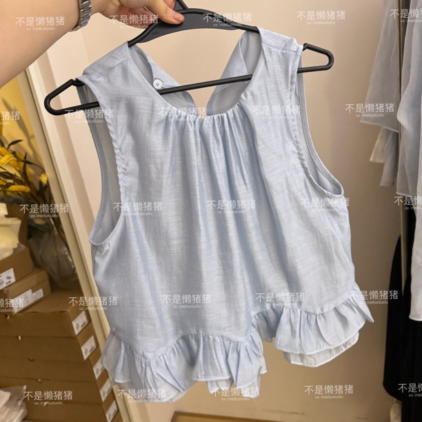 淡蓝色无袖套装～自留