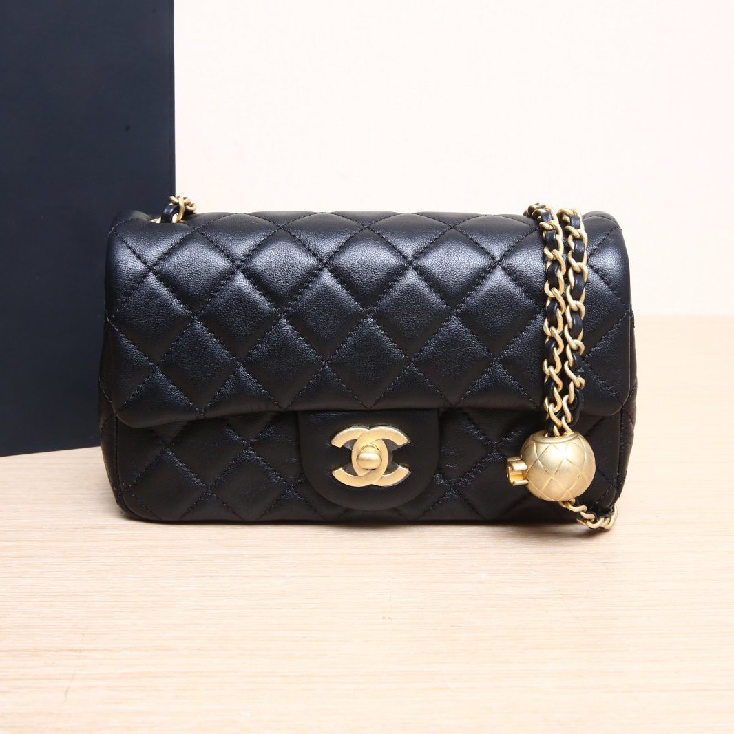 99新 Chanel/香奈儿 小花攀攀 CF口盖包 大Mini 20cm 皮革S 芯片