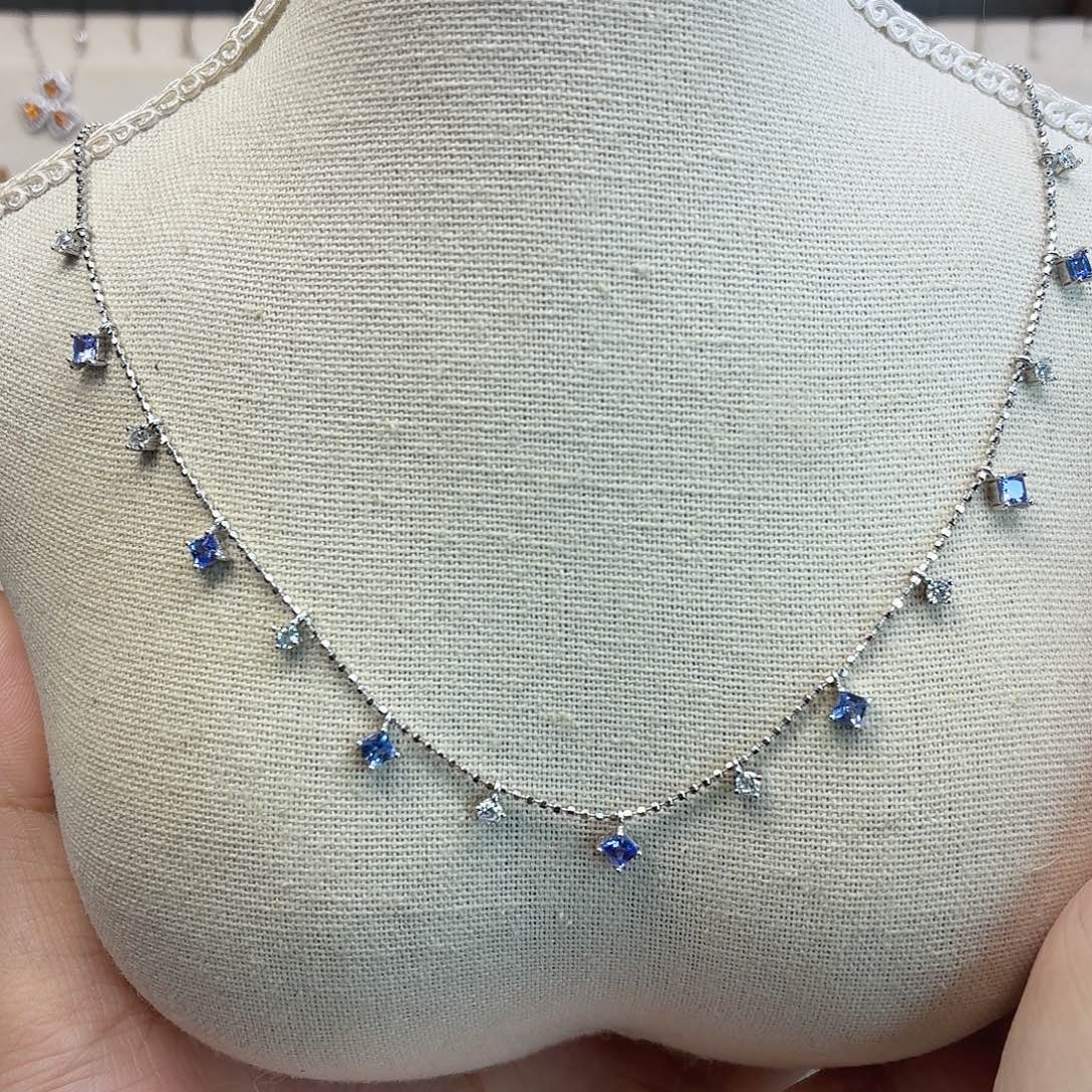 项链银S925镶嵌坦桑石