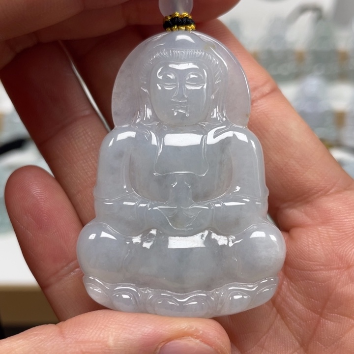 翡翠未镶嵌颈饰天然缅甸翡翠A货观音3号