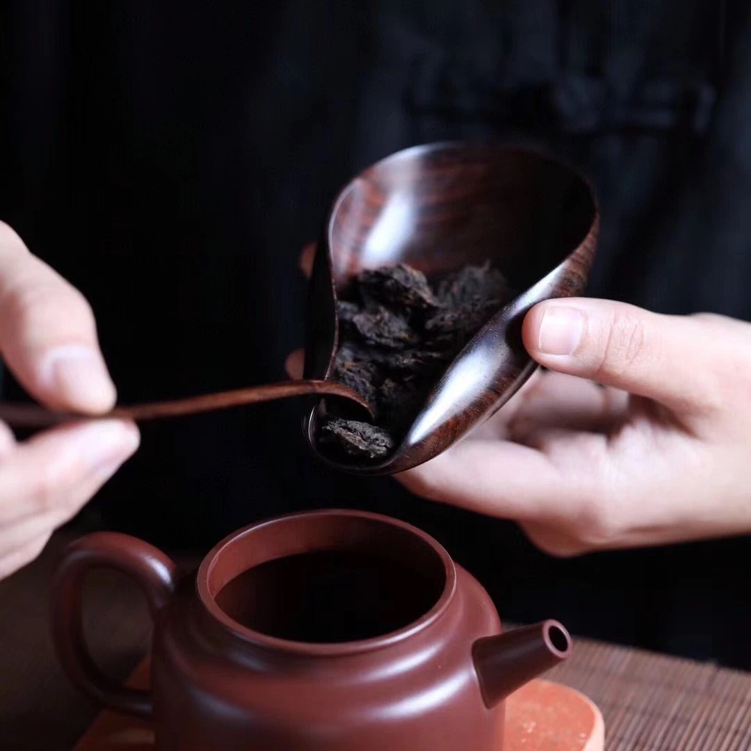 紫光檀荷合茶则配茶勺