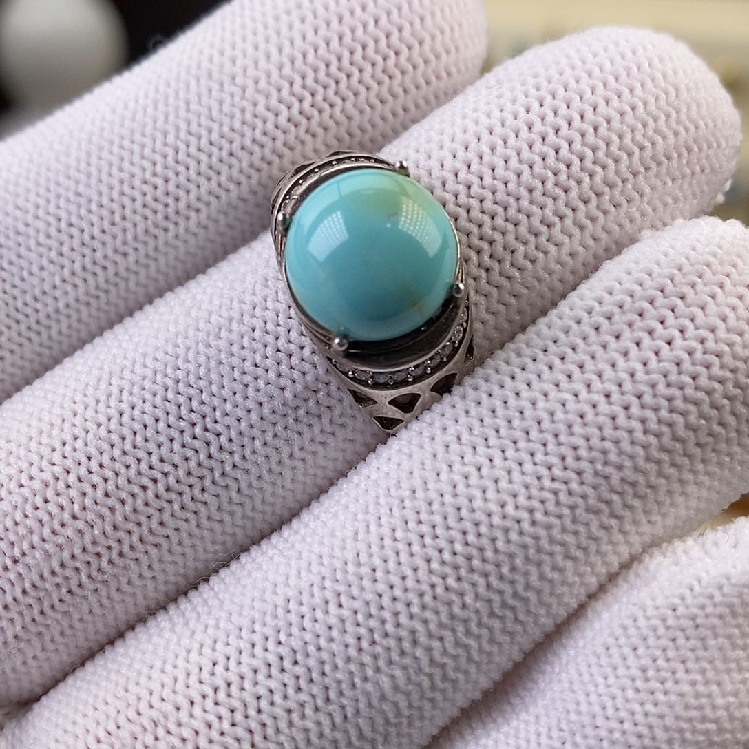 绿松石戒指银S925镶嵌