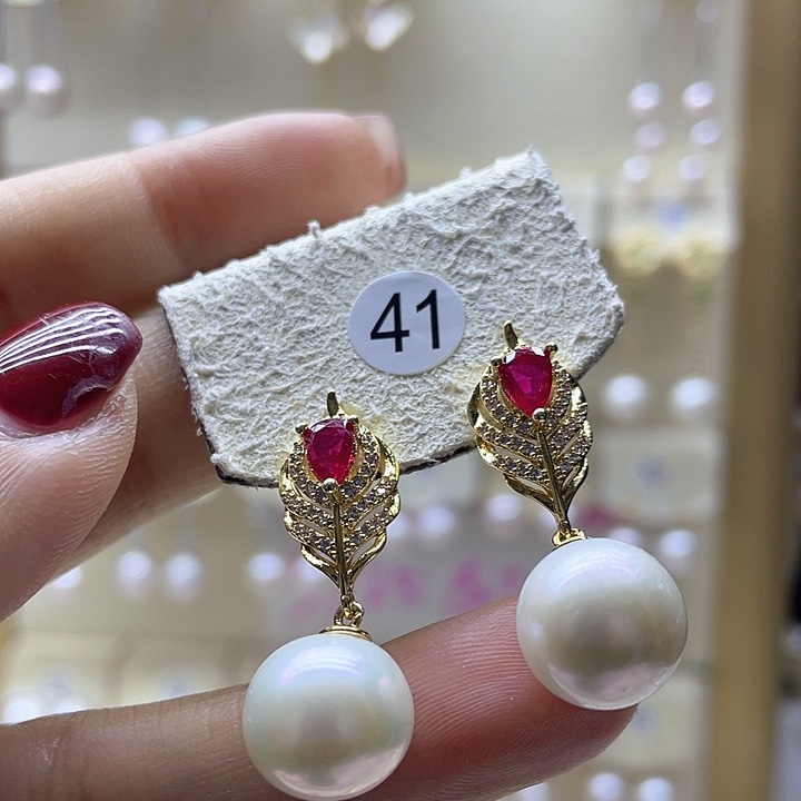 淡水珍珠耳饰银S925镶嵌