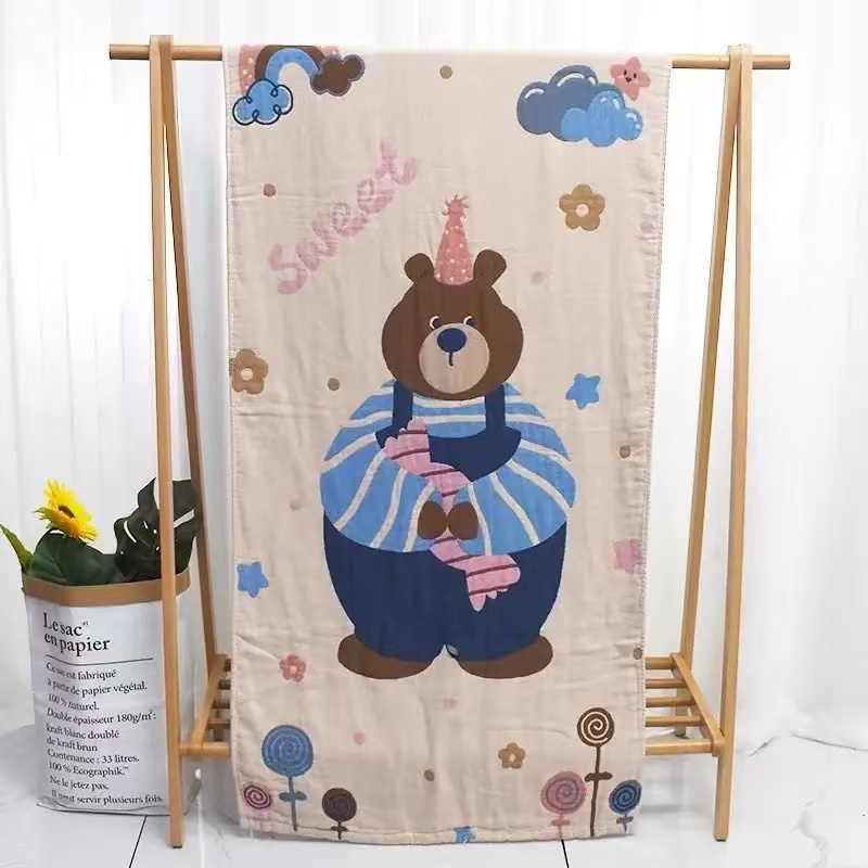 【生活家床品】日式纯棉纱布浴巾吸水80*160加大浴巾儿童盖毯