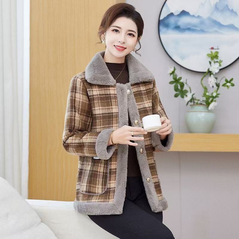 8309-妈妈春秋冬装加绒加厚外套新款中老年女保暖上衣【新仓库】