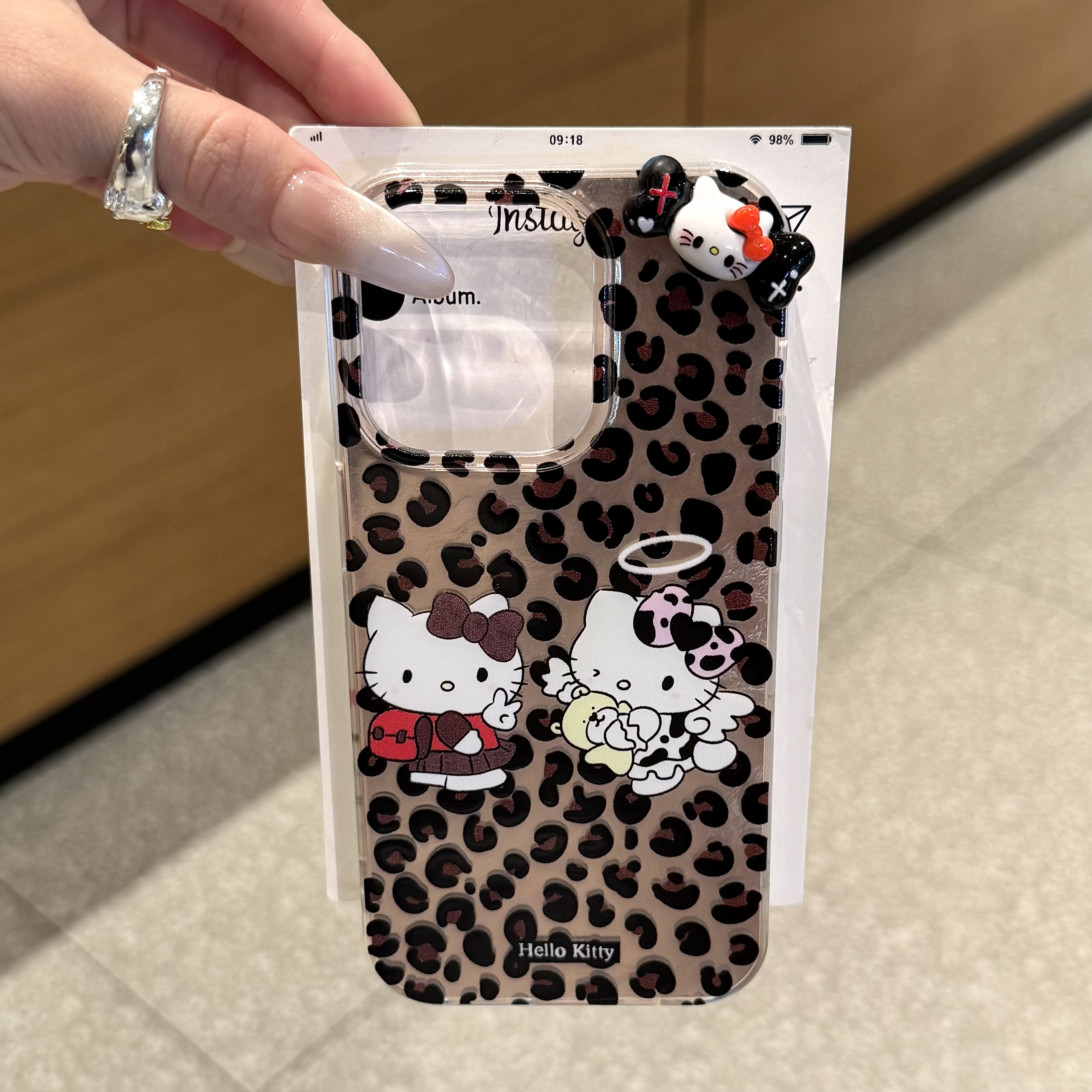 雅天立甜酷豹纹kitty猫适用苹果16手机壳17复古华为vivoppo小米15