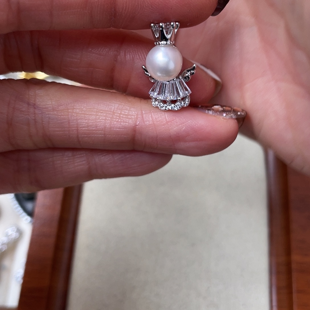 海水珍珠银S925镶嵌吊坠(不含链)