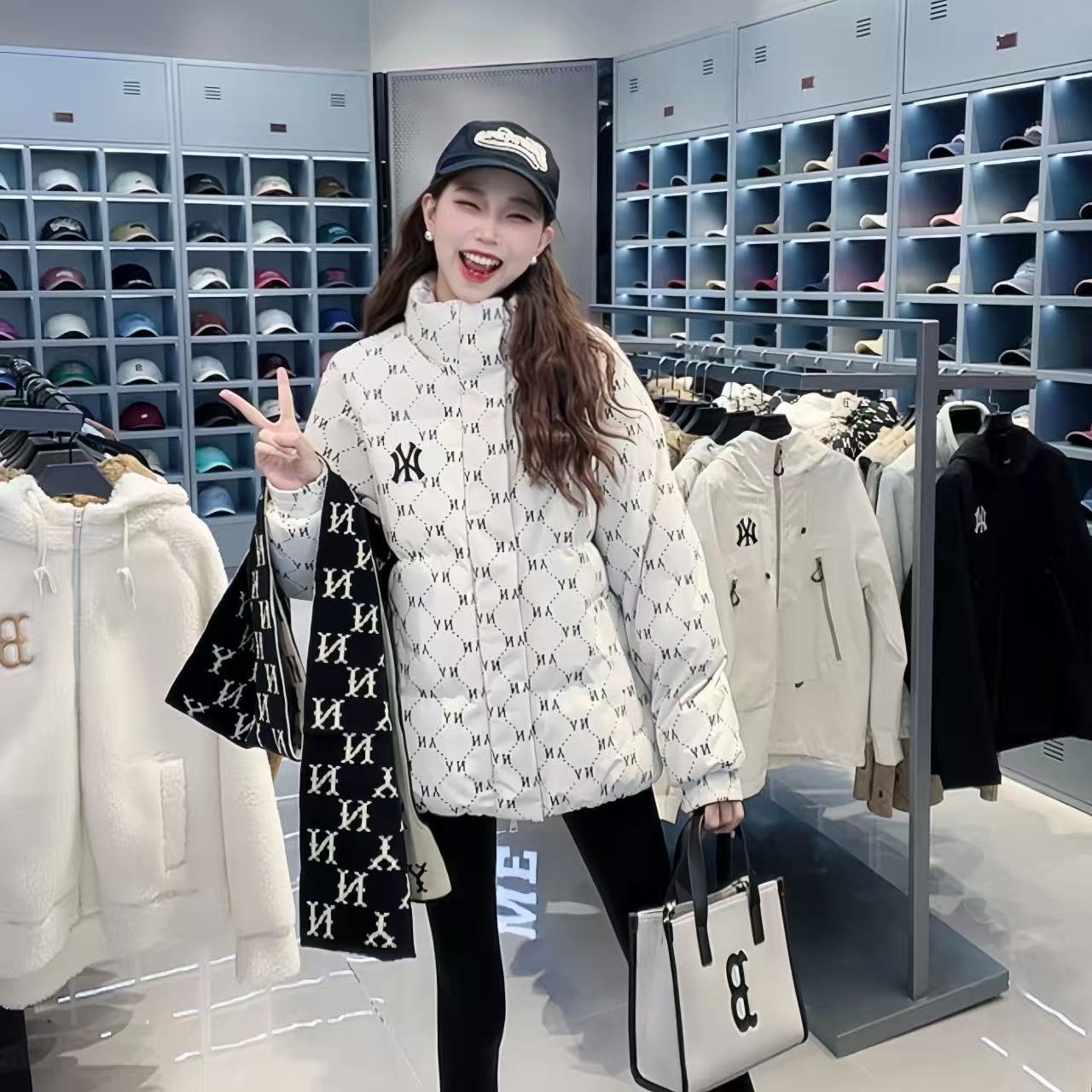 NY联名款棉服满印老花男女同款时尚休闲百搭外套201 嘉玲