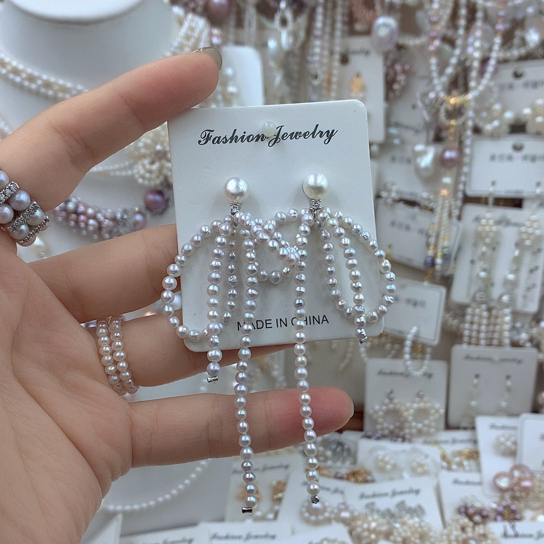 耳饰淡水珍珠银S925镶嵌