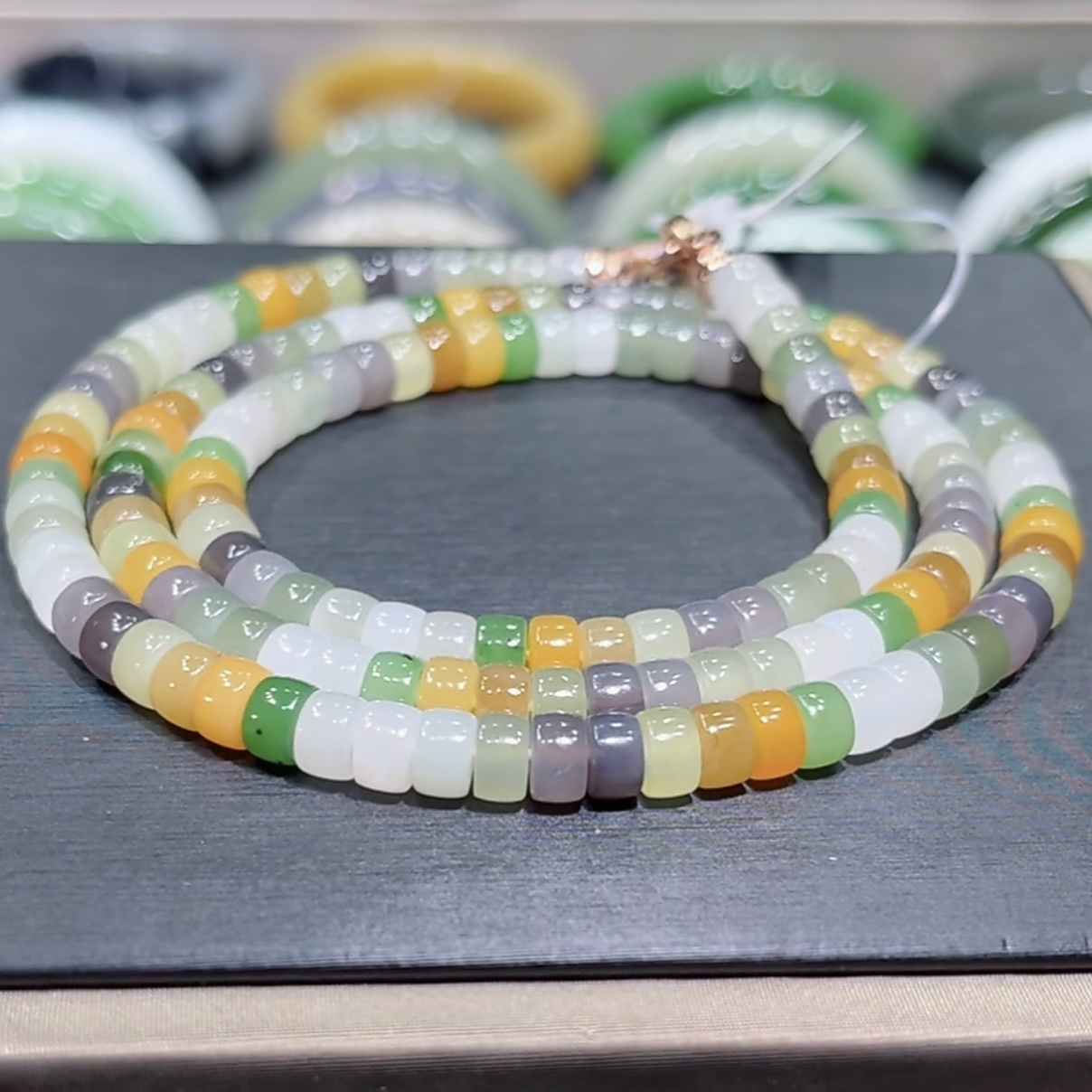 和田玉多宝项链多圈手串6×4mm直切