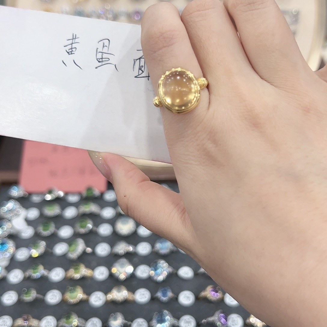 蛇纹石玉戒指银S925镶嵌小*。