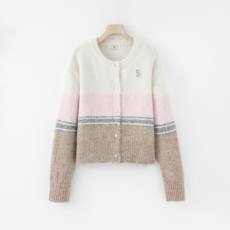 【格一专属】撞色针织条纹长袖上衣秋季气质25105