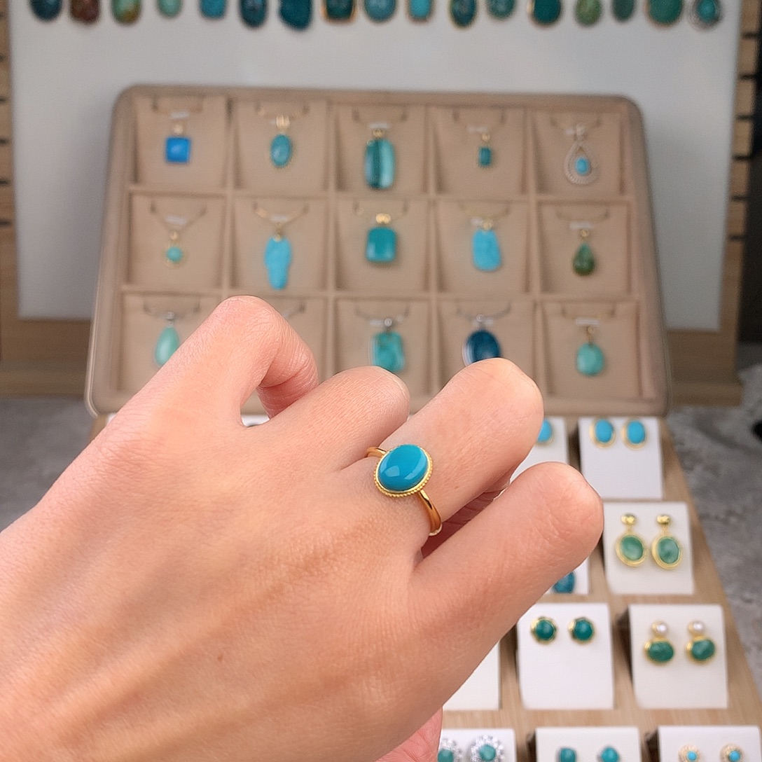 绿松石银S925镶嵌戒指