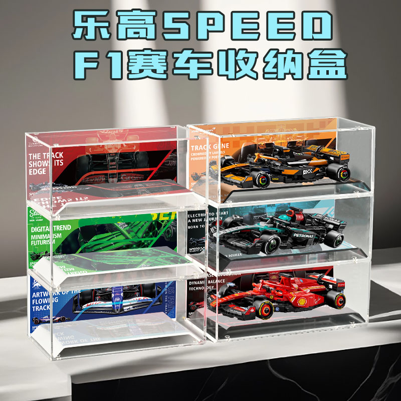 适用乐高speed赛车系列F1展示盒77242  77243  77244亚克力收纳盒