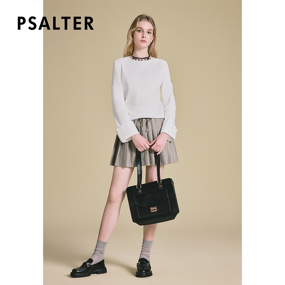 PSALTER诗篇纯色舒适简约百搭休闲长袖圆领套头上衣2025新款