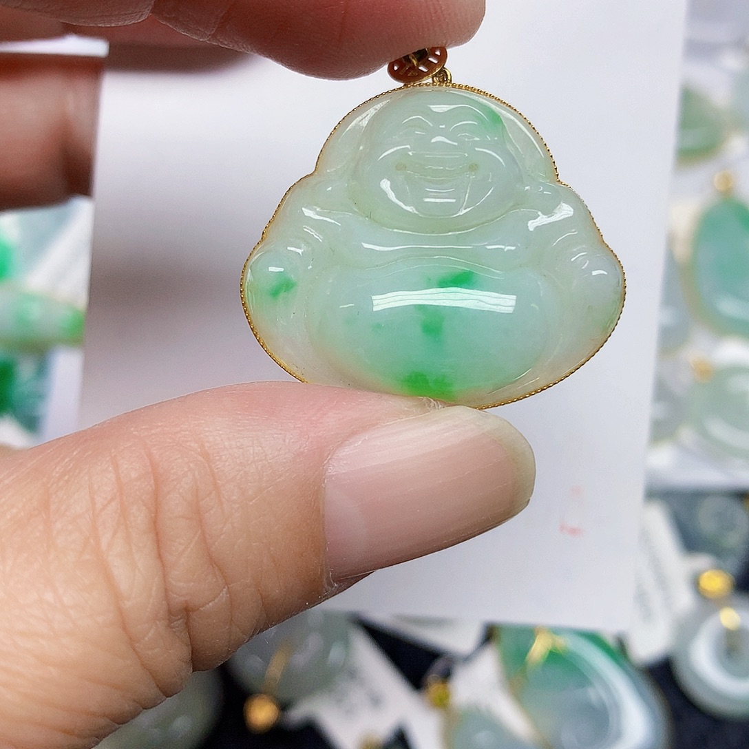 翡翠18K金镶嵌颈饰346778