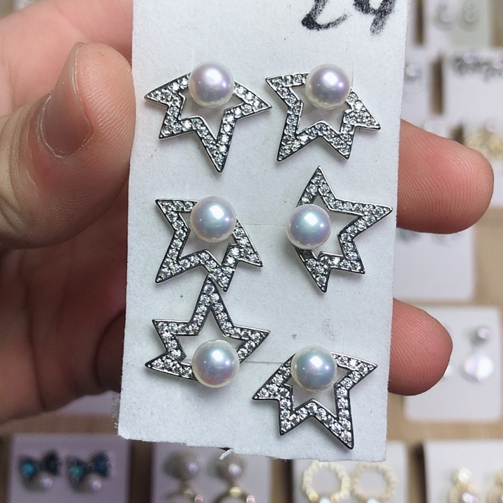 淡水珍珠耳饰银S925镶嵌