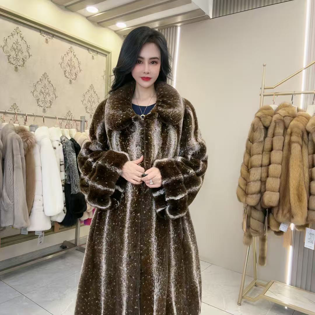 2571水貂冬季女士新款高端时尚皮草大衣外套T-衣长98cm