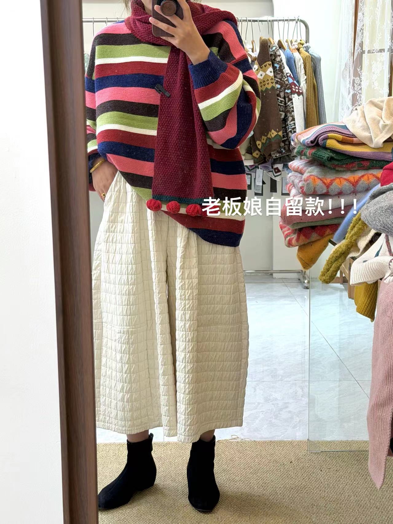 米多多 ZXW-3588-方块夹棉七分裤