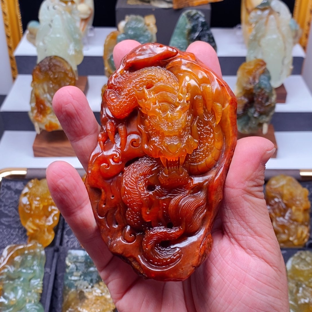 蛇纹石玉未镶嵌手把件青**鹰
