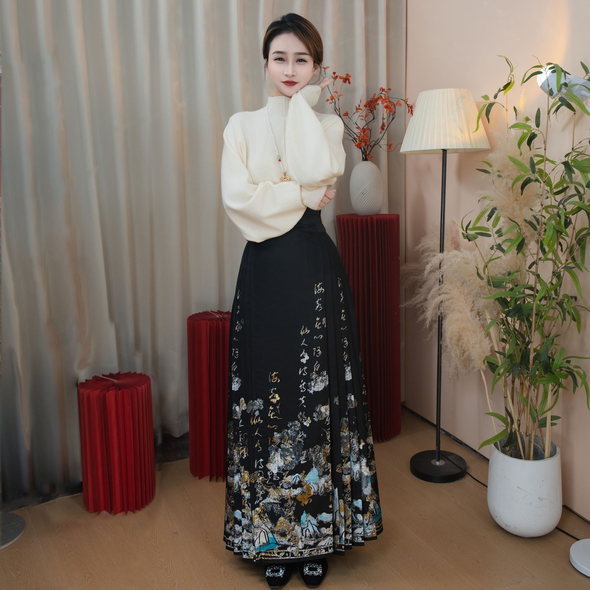 工厂直播 (千字文千里江山)新中式日常织金妆花汉元素百搭马面裙