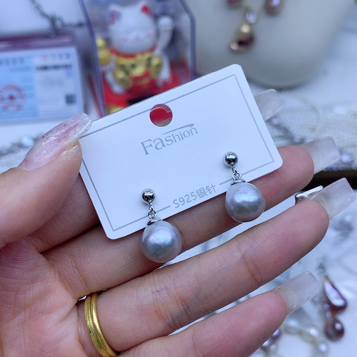 【闪购商品】淡水珍珠耳饰银S925镶嵌