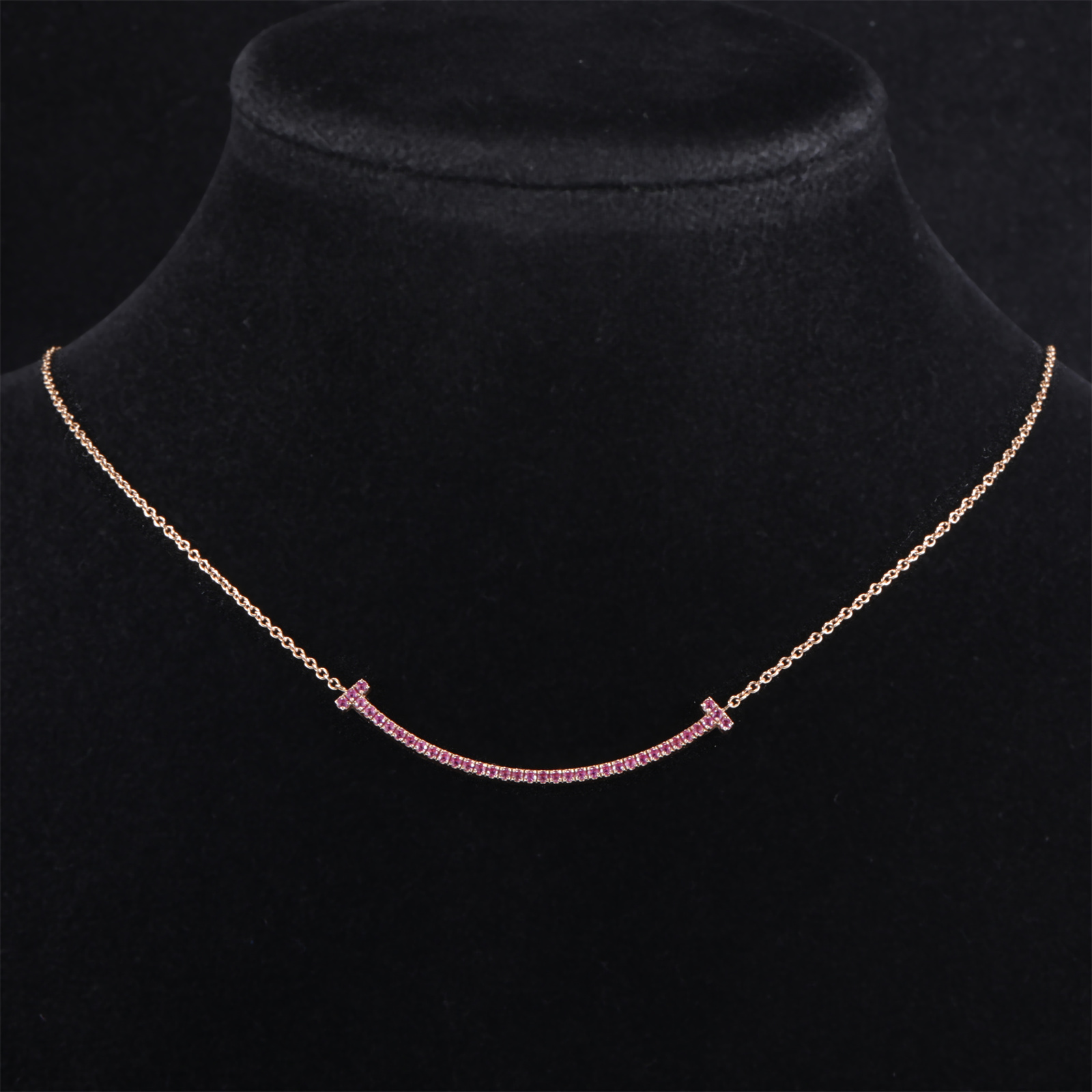99新 Tiffany & Co./蒂芙尼 小花佳珊306422 微笑项链 小号 满钻 