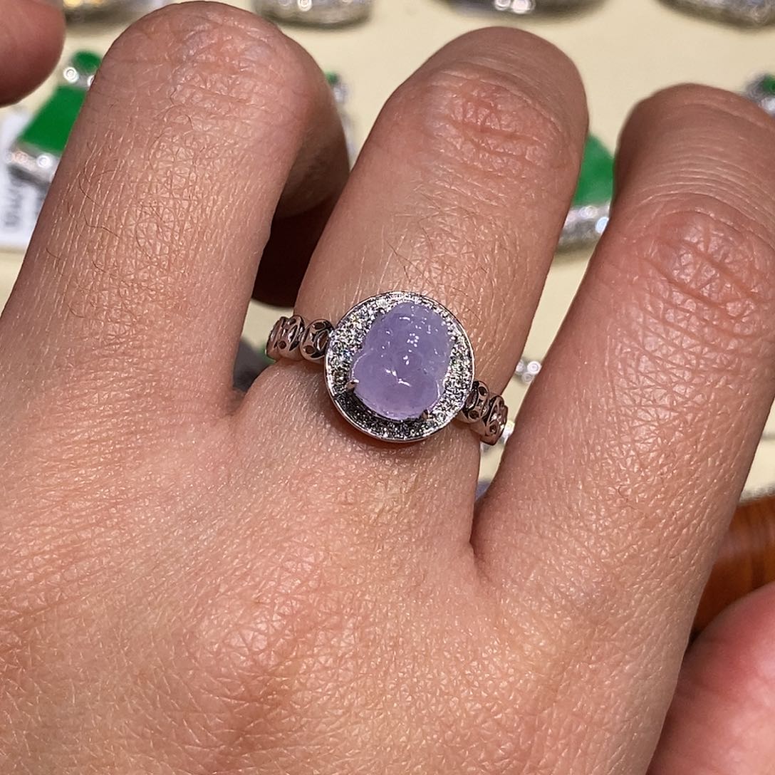 翡翠戒指18K金镶嵌戒指18k